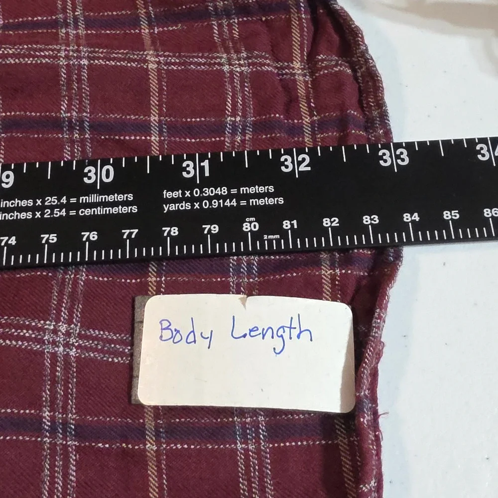 Vintage Chaps Ralph Lauren Men M Flannel Shirt Maroon Plaid Long Sleeve